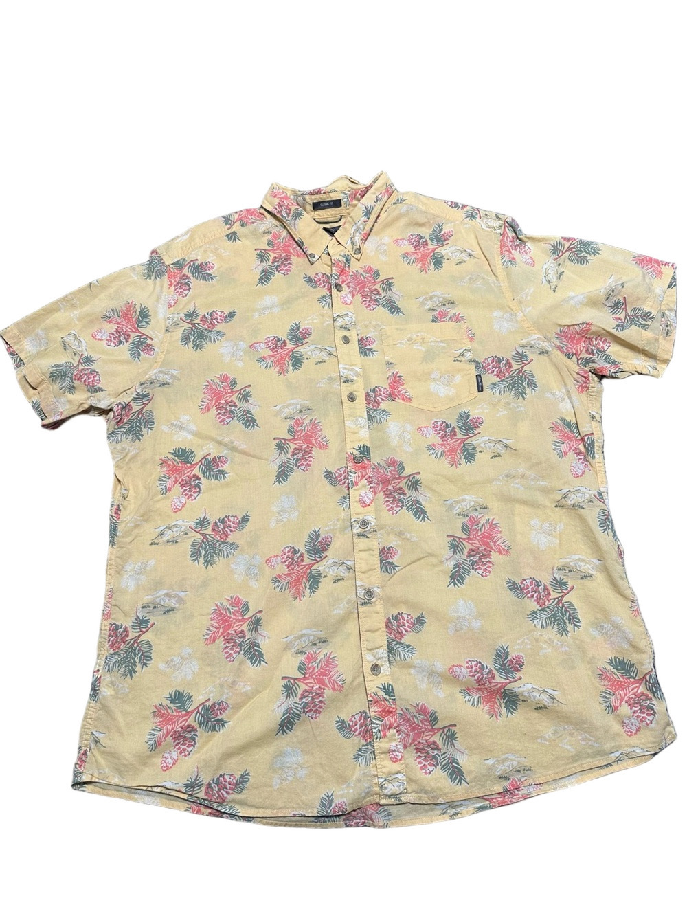 Eddie Bauer Men’s T2XL Tall Pinecone Print Short Sleeve Button Up Shirt